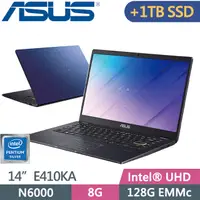 在飛比找PChome24h購物優惠-ASUS E410KA-0321BN6000 夢想藍(Pen