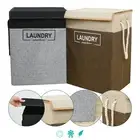 Laundry Basket Folding Bin Bag Hamper With Lid 70L Dirty Washing Clothes Storage