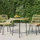 vidaXL Dining Table 脴80 cm聽Tempered Glass and Steel 2BB