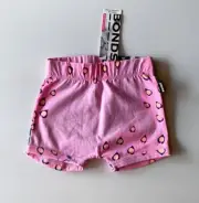 BNWT Bonds Shorts, Nappy Cover, Bloomer Size 00 (3-6 Months) Pink Peacock Print