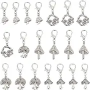 [CRASPIRE] Pack of 16 Shoe Pendants Made of Alloy Fortune Telling Keyring Shoelace Pendant Decorations with Spring Gate Rings Cat Sun Moon Hanging Ornament Key Ring Boot Pendant