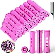 Xerteam 30 Pieces Perm Kit, Medium-Sized Hair Curlers Rollers Set with Elastic Rubber Band, Perm Rollers for Long/Short Hair, Rollers for Hair Curling Make Your Own Perm