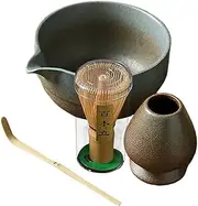 MATCHA SET - Japanese Matcha Set, Matcha Bowl and Whisk Set, Matcha Kit for Ceremonial Matcha Lovers, Matcha Bowl with Spike, Matcha Whisk, Spoon and Stand for