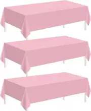 Plastic Tablecloths for Rectangle Tables 3 Pack 54" x 108", Pink