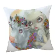 Mythology Art Zeus and Europa Floral Girl and Bull Cushion Cover