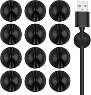 12PCS Cord Holder Cable Clips,Cable Management Keeper,Adhesive Charger Wire Cords Clips for Nightstand, Desk, Office or Mouse Cord
