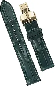 [vinacreations] 20mm Green Alligator Belly Leather Watch Band Gold Deployment Clasp Men Quick Release Crocodile Exotic Replacement Wristwatch Strap Premium Handmade DH-08D-G-20MM