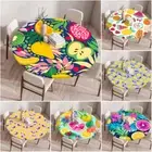 3D Tropical Fruit Plants Round Table Cover Cloth Protector Tablecloth Waterproof