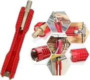 (8-in-1) faucet and sink installer,multi-purpose wrench plumbing tool for Toilet Bowl/Sink/Bathroom/Kitchen Plumbing and more (red)