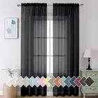 2 Panels Extra Long Sheer Window Curtains 120 40"W x 120"L (Pack of 2) Black