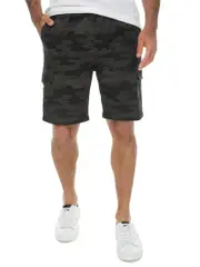 Camo Cargo Shorts Khaki - Elastic Waist