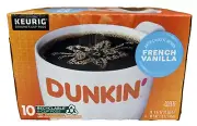 Dunkin French Vanilla Coffee K Cups Keurig 10 ct 3.7 oz