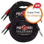 2 Pack Pig Hog PYIC10 Solutions 10ft TRS(M) Dual Mono TS Male 1/4" Insert Cable