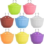 8 Pcs Colorful Resin Wall Hanging Planter Pot Vertical Garden Living Wall Mount Window Hang Indoor Outdoor Plant Flower Basket for Kitchen Herb Balcony Railing Shelf Fence Bedroom Trellis Decor Modern
