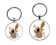 Captain Caveman Cartoon Key Ring Necklace Cufflinks Earrings Button Jewelry Sets