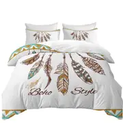 Boho Style Feathers Quilt Cover