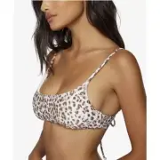 O'Neill Leopard Print Tie-Back Bikini Top Adjustable Straps - Size XL