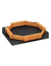 [Keezi] Sandpit Wooden Round Sand Pit with Cover Bench Seat Beach 182cm