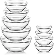 Sweejar Glass Mixing Bowls Set(set of 9),Nesting Bowls for Space Saving Storage,Great for Cooking,Baking,Prepping,Stackable Bowl Set…