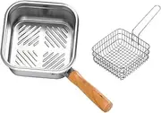 Generic Small Deep Fryer Pot Camping Comfortable Handle Cooking Pot Frying Pan with Basket for Vegetables Sauce Pasta Fries Chips