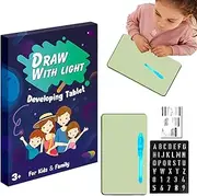 LED Light Drawing Pad - Kids Educational Writing Pad,Portable Toddler LED Drawing Board, Reusable Magic Drawing Pad, Educational Game for Girls Boys Family Friends