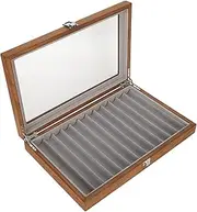 Wood Pen Display Box,12 Pens Organizer Box, Retro Display Case Storage with Top Glass Window for Christmas Anniversary Birthday