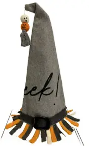 mud pie Felt Witch Hat Sitter, Eek, 14" x 19" Gray Wool Blend NWT