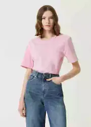 BOTTEGA VENETA Overlock stitch light pink cotton t-shirt Large authentic NWT