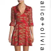 NWT - Alice + Olivia, Donald Robertson Cheetah Lips Mini-dress