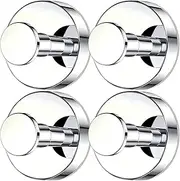 4 Pcs Suction Cup Hooks for Shower, No-Drill Bathroom Hooks Can Pull Up to 15 Lbs for Kitchen, Toilet, Restroom on Glass, Suction Hook Suitable for Hanging Towels Suction Hooks, Rustproof, Chrome