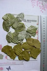 Leaves SILVER GREY & OLIVE GREEN 40Pk Paper LRG 48mmLong x 28mmWide Manor House