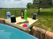 Swimming Pool Table Serving Tray Swim Pool Deck Patio Bar 4 Beverage Drink Cup