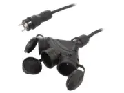 W-01167 Extension Cable Sockets: 3 Rubber Black 3x15mm² 5m 16A KEL