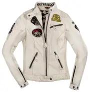 HolyFreedom Zero Ladies Motorcycle Leather Jacket, beige, Size L for Women