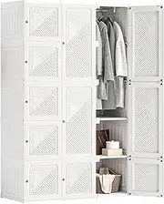 Portable Wardrobe Closet Armoire Wardrobe Storage Cubes Foldable Organizer Plastic Bedroom Wardrobe Home Furniture Open Cabinet Wardrobes Portable Closet