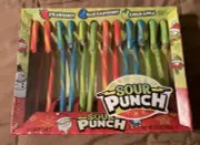 NEW Sour Punch Candy Canes Strawberry, Blue Raspberry, Green Apple Box Of 12