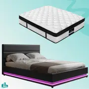 King Package | Henley LED Bed Black & Devon Euro Top Mattress (Medium)