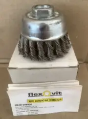 Flexovit SS Twist Knot Wire Cup Brush P/N 3640 12500 Rpm 80 x 1R M14-2.00