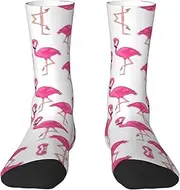 [EdWal] Soft pink flamingo print Moisture Wicking Socks Sports Socks for Men and Women Warm thermal Boot Hiking Socks