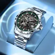 GLENAW Steampunk Skeleton Men's Watch Ring Luxury Automatic Mechanical Watches L