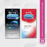 Durex Extra Time & Extra Thin Condoms - Combo 20 Pack