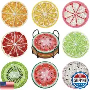 8 Pcs Diamond Painting Coasters 4 Inch DIY Coasters with Holder for Drinks Di