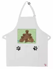 Chocolate Labrador Retrievers Family Two Pocket Bib Apron by Mary Badenhop