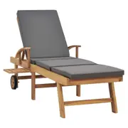 Sun Lounger Recliner Chaise Garden Patio Furniture Chair Sunbed Wood W/ Cushion