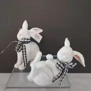 Rabbit Pair Easter Hanna's Handiworks White Silver Sparkles NEW NWT