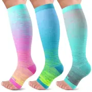 Open Toe Compression Socks for Women & Men 20-30mmHg Toeless Sock Knee High S...
