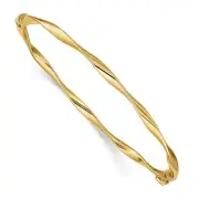 14K Solid Yellow Gold Twisted Bangle Bracelet