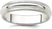 [JewelryWeb] 925 Sterling Silver Solid Polished Half Round Engravable 4mm Milgrain Band Jewelry Gifts for Women - Ring Size Options Range: H to Z