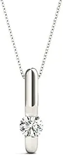 [Generic] Customize Jewel GIA/IGI 0.60 Carat Round Cut Natural Earth Mined Diamond Solitaire Bar Set Pendant In 14k White Yellow Rose Gold For Women, E -VVS, Medium, Gemstone, natural diamond