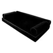 SLIPCOVER ONLY V6 Velvet Indoor Daybed Mattress Pillow Contrast Trim Twin AD374